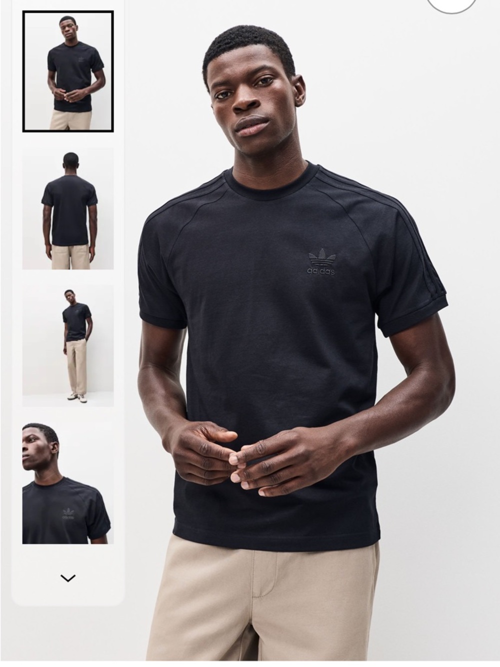 NWT adidas originals Black Triple stripe Short Sleeve Men's Cotton Tee